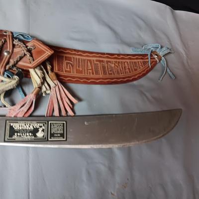 VINTAGE COLLINS & CO MACHETE WITH LEATHER SHEATH
