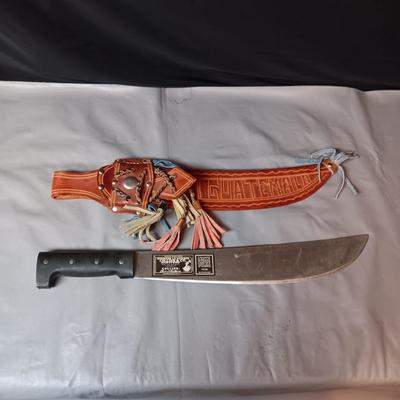VINTAGE COLLINS & CO MACHETE WITH LEATHER SHEATH