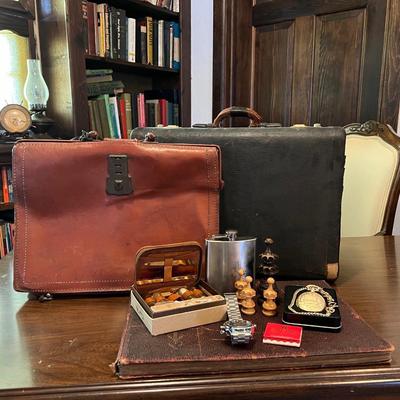 Vintage Briefcases, Grooming Kit, Misc Lot