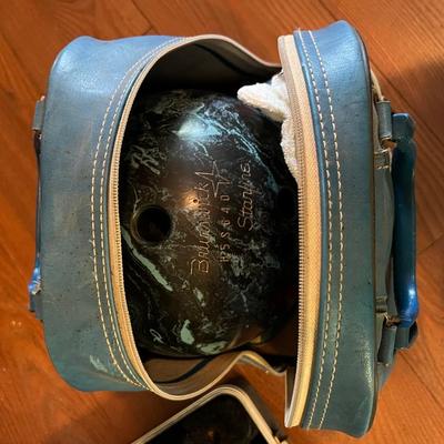 Vintage Bowling Bag with Ball and Shoes