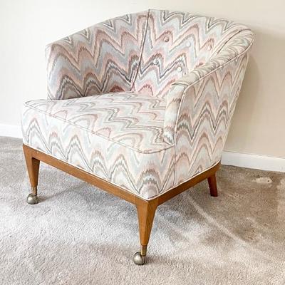 Vtg. MCM Pastel Tufted Accent Chair
