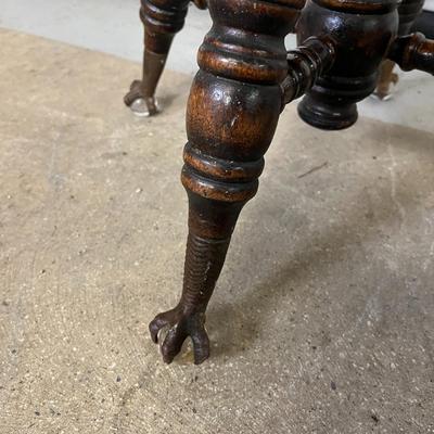 Antique Footed Piano Stool with claw feet (swivels)