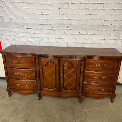 Wooden Dresser Table with 9 Drawers and Mirror ( more of set in lot 14, 23 & 25 )