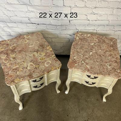 2 Set of Bedside Tables with marble tops