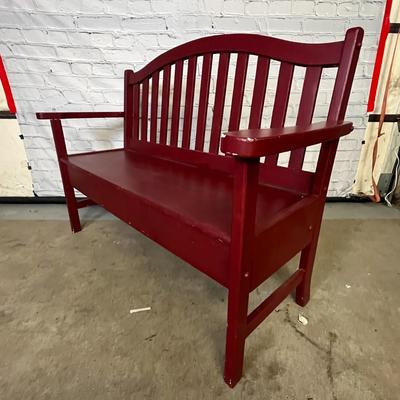 Red Wooden Garden Bench