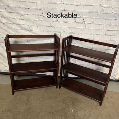 2 Set of Wooden Stackable/Folding Bookshelves