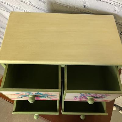 FLORAL DECOR 4 DRAWER SMALL WOOD ACCENT CABINET