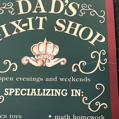 Dads Fix Shop Embossed Steel Sign