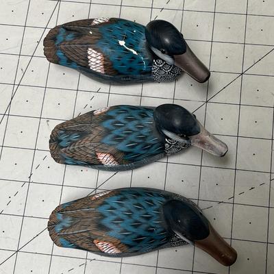 A set of 7 painted wood Ducks