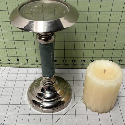 Silver Pillar Candle Holder and Gold wall Candle Holder