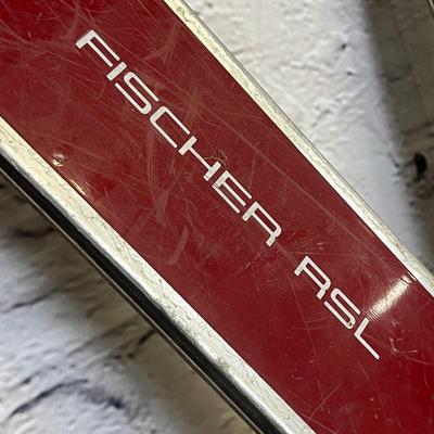 VINTAGE AVANTI RED SKIS WITH POLES