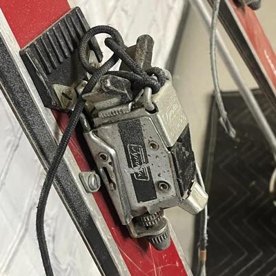 VINTAGE AVANTI RED SKIS WITH POLES
