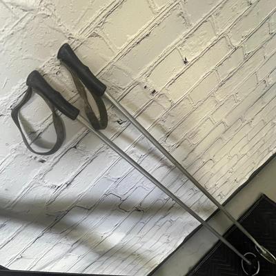 VINTAGE AVANTI RED SKIS WITH POLES