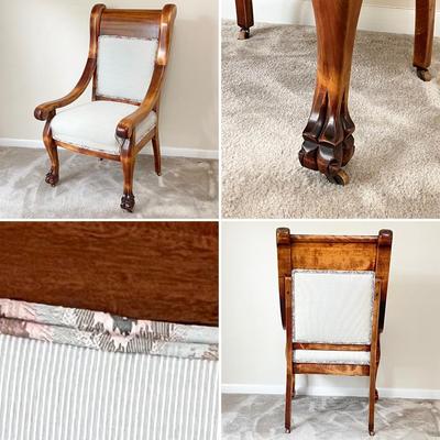 Vtg. Solid Mahogany Clawfoot Settee & Accent Chair