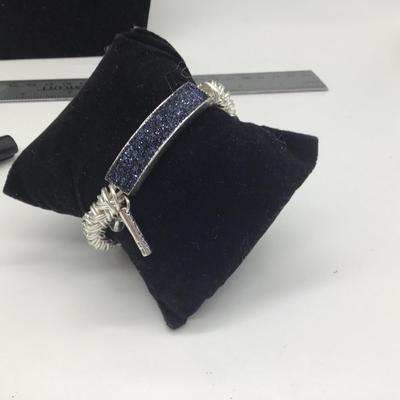 Navy blue sparkles on stretchy bracelet