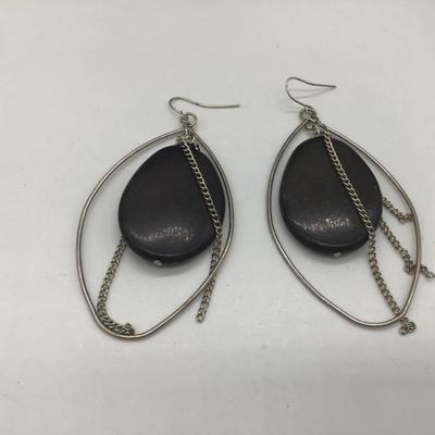 Black with dangling faux Rhinestone earrings