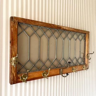 Old Glass Window Custom Made Into Coat Rack