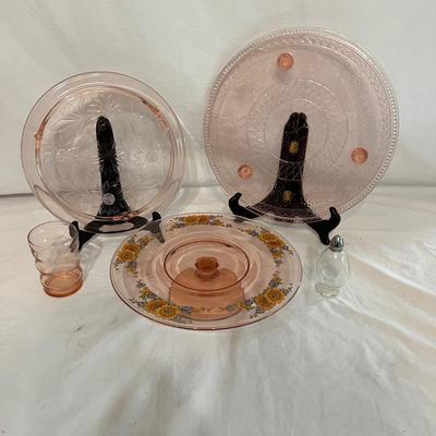 Pink Glass Cake Plates and More (LR-MK)