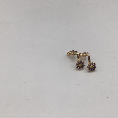 Vintage purple flowers clip on earrings