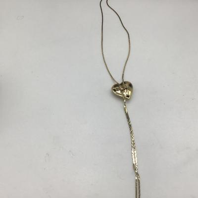 Gold heart slider necklace