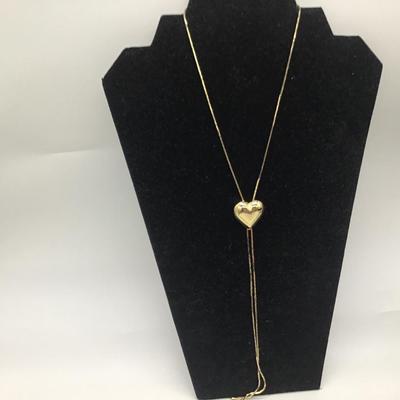 Gold heart slider necklace