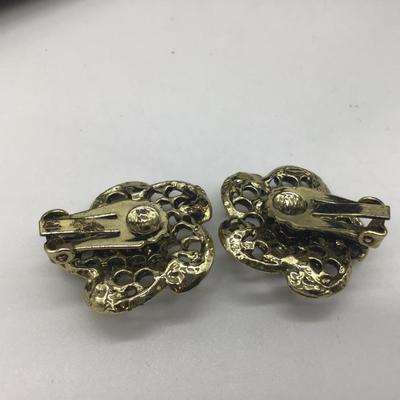 Antique flower clip on earrings