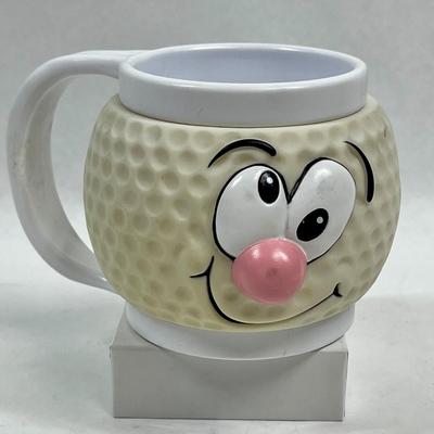 Golf Ball face Plastic Coffee cup mug vintage 2000