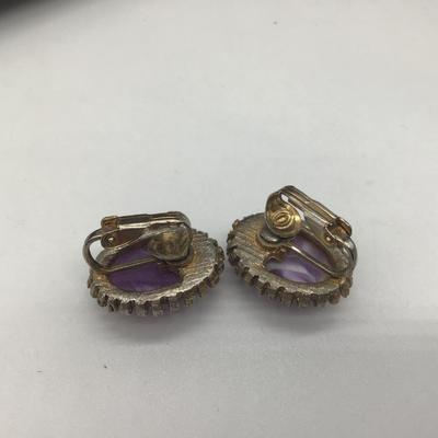 Antique purple clip on earrings