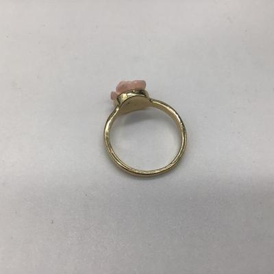 Light pink rose with gold band ring