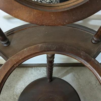 Antique Oak Barley Twist Wash Stand with Pitcher and Basin