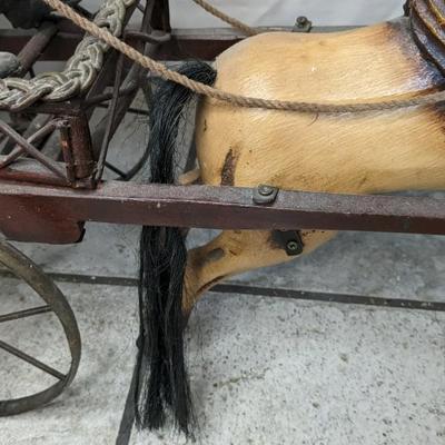 Antique Hand Carved Victorian Style Horse and Carriage