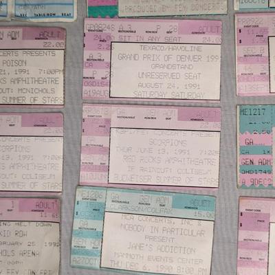 Early 1990's Rock Concert Ticket Stubs