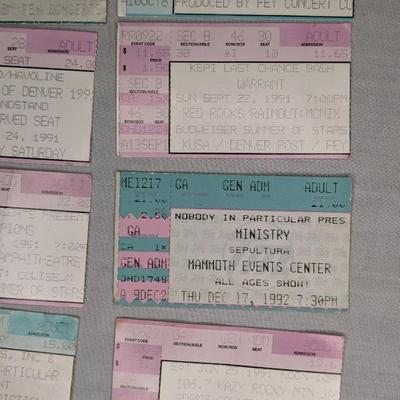 Early 1990's Rock Concert Ticket Stubs