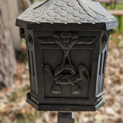 Vintage Cast Metal Victorian Style Freestanding Mailbox