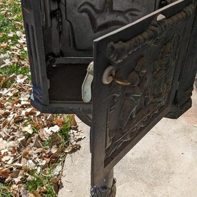 Vintage Cast Metal Victorian Style Freestanding Mailbox