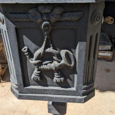 Vintage Cast Metal Victorian Style Freestanding Mailbox
