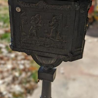 Vintage Cast Metal Victorian Style Freestanding Mailbox