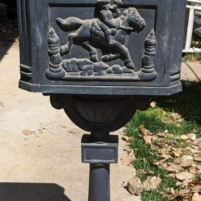 Vintage Cast Metal Victorian Style Freestanding Mailbox