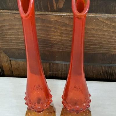 Hobnail and Swung Vase Art Glass