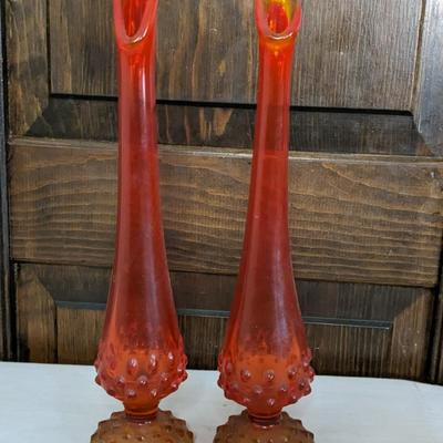 Hobnail and Swung Vase Art Glass