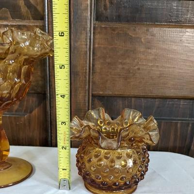 Hobnail and Swung Vase Art Glass