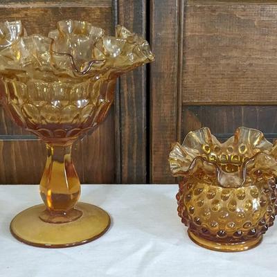 Hobnail and Swung Vase Art Glass
