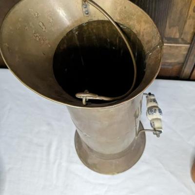 Union Pacific Brass and Copper Spittoon and Antique Coal Scuttle's