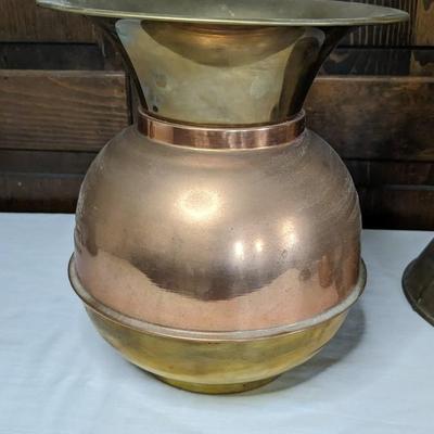 Union Pacific Brass and Copper Spittoon and Antique Coal Scuttle's