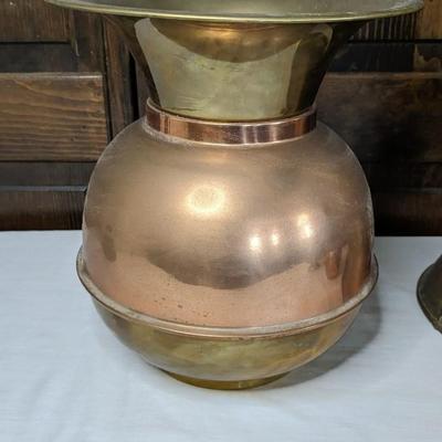 Union Pacific Brass and Copper Spittoon and Antique Coal Scuttle's
