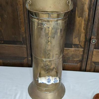 Union Pacific Brass and Copper Spittoon and Antique Coal Scuttle's