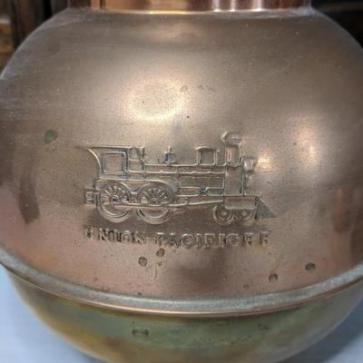 Union Pacific Brass and Copper Spittoon and Antique Coal Scuttle's