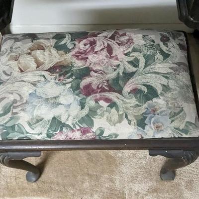Antique Vanity with Stool and Mirror