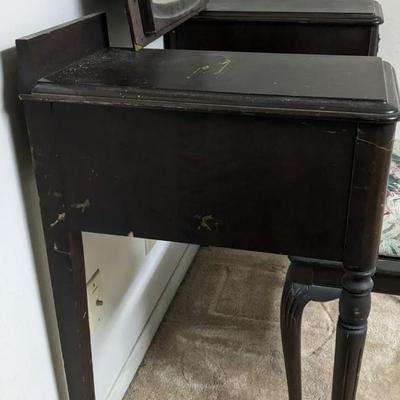 Antique Vanity with Stool and Mirror