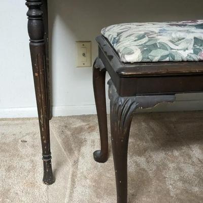 Antique Vanity with Stool and Mirror